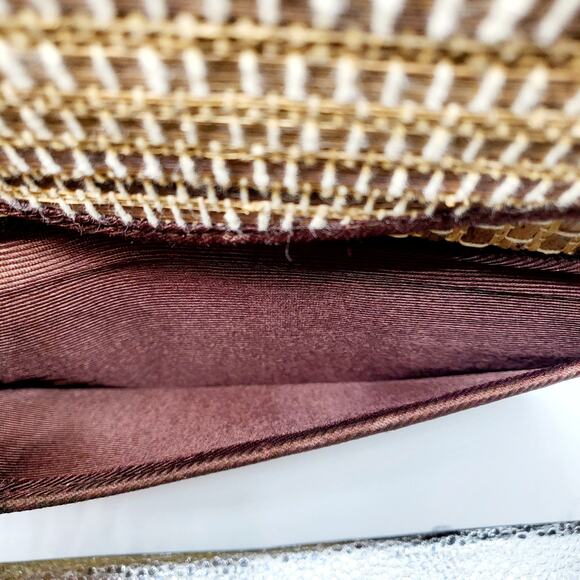 Straw Woven Tan Brown Trifold Envelope Clutch Wallet Size Small Unbranded - Picture 5 of 10